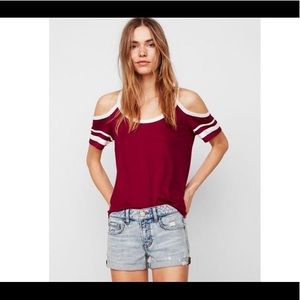 Sale Express cold shoulder sporty short sleeve top